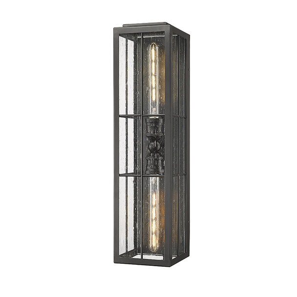 Jaxson Two Light Outdoor Wall Mount, 2-Light, Medium E26 Base, 120V, Powder Coated Black, Clear Seeded Glass