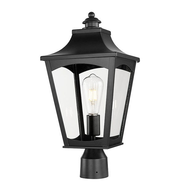 Curry One Light Outdoor Post Lantern, Powder Coated Black, 1-Light, Medium E26 Base, 120V