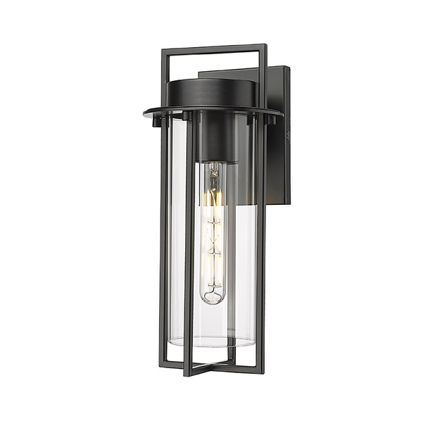 Russell One Light Outdoor Wall Mount, 1-Light, Medium (E26) Base, 60W, 120V, Textured Black, Clear Glass