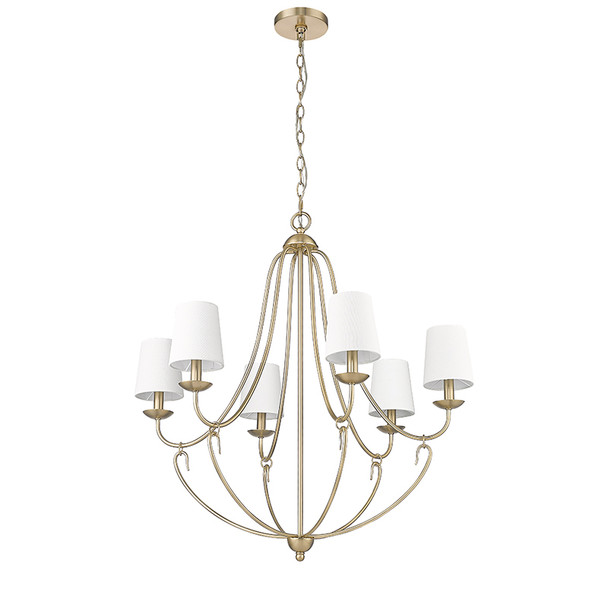 Eisley Six Light Chandelier, Modern Gold, 6-Light, E12 Candelabra Base, 120V