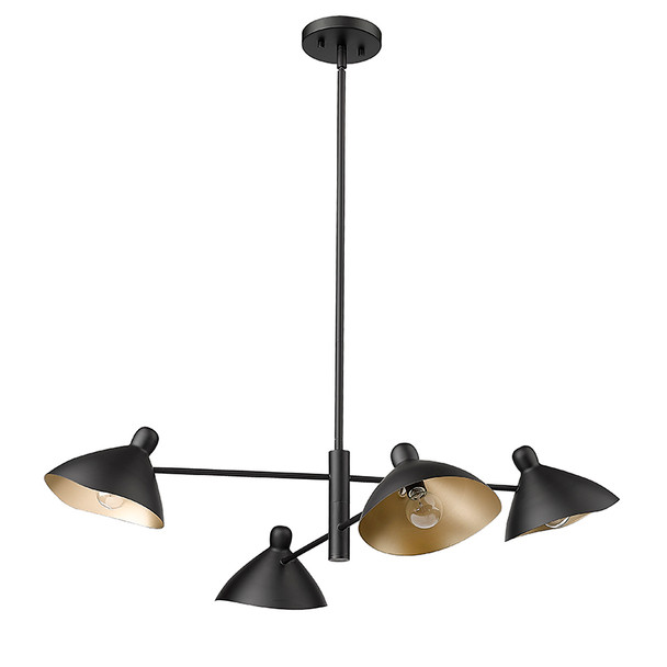Warhol Four Light Chandelier, Matte Black, 4-Candle, E12 Candelabra Base, 120V