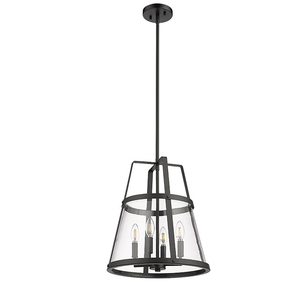 Edelweiss One Light Pendant, Matte Black, 4-Candle, 120V