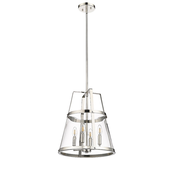 Edelweiss One Light Pendant, Polished Nickel, 4-Candle, 120V
