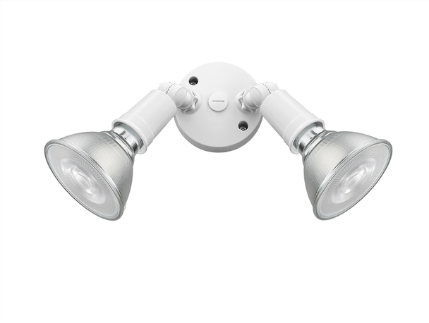Two-Lamp Outdoor Adjustable Floodlight, Matte White, 2-Light, PAR38, 120V