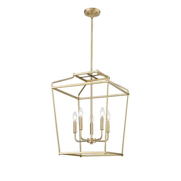 Nelitta Five Light Pendant, Vintage Brass, 5-Candle, E12 Candelabra Base, 120V