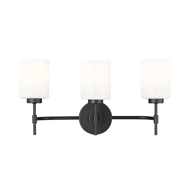 Millennium Keylee Three Light Sconce, 3-Light, Matte Black, Medium (E26), 120V, Damp Location