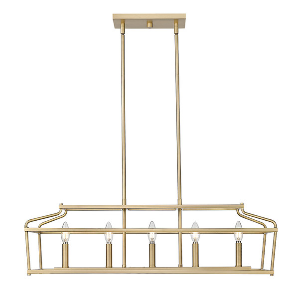 Nelitta Five Light Linear Chandelier, Vintage Brass, 5-Light, E12 Candelabra Base, 120V