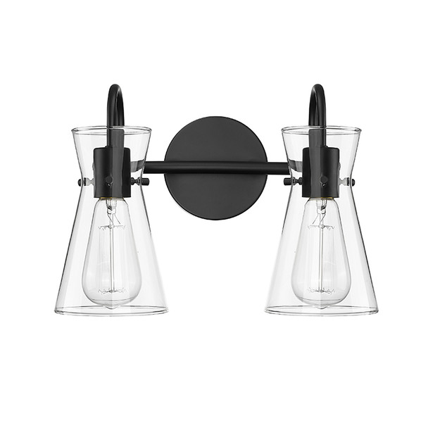 Camellia Two Light Vanity, Matte Black, 2-Light, Medium (E26) Base, 120V