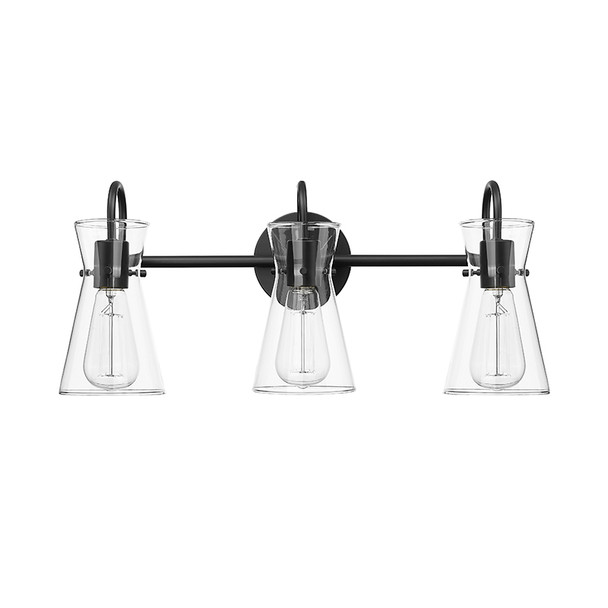 Camellia Three Light Vanity, Matte Black, 3-Light, E26 Medium Base, 120V