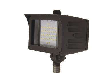 MaxLite FloodMax FMS Small LED Flood Light, 30W, 120-277V, Wide 7x7 Distribution, 5000K, Bronze, 1/2" Threaded Knuckle, Button Photocell