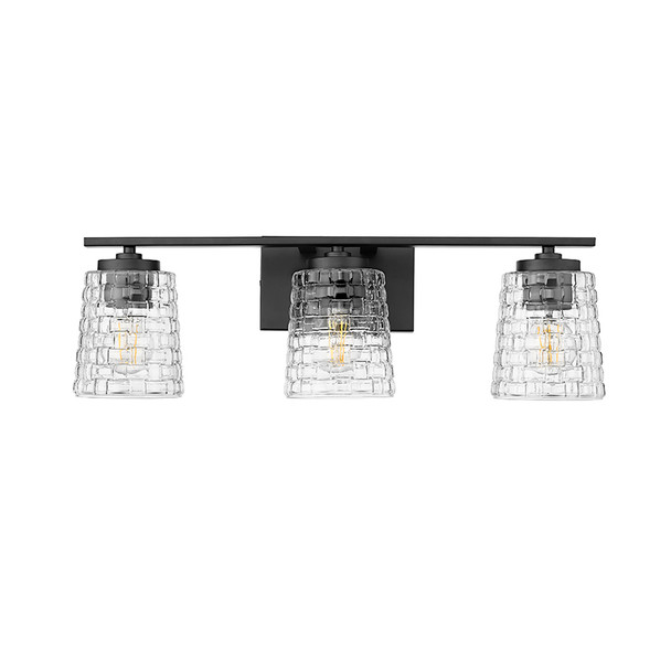 Millennium Lighting Saben Three Light Vanity, Matte Black, 3-Light, E26 Medium Base, 120V