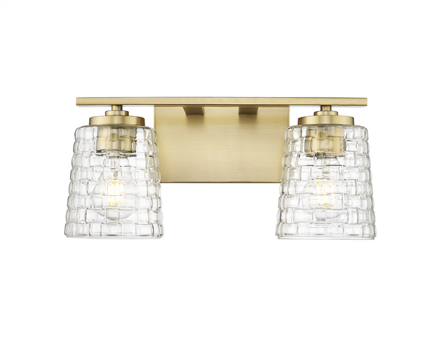 Saben Two Light Vanity, Vintage Brass, 2-Light, Medium (E26), 120V