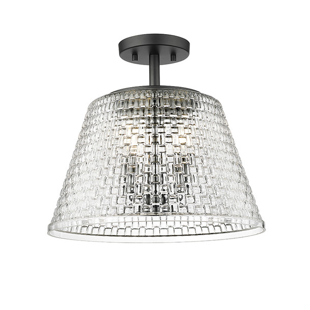 Saben Three Light Semi-Flush Mount, Matte Black, 3-Candle, E12 Base, 120V