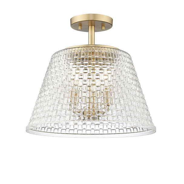 Saben Three Light Semi-Flush Mount, Vintage Brass, 3-Candle, E12 Candelabra Base, 120V