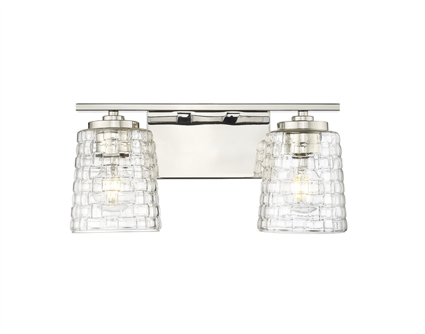 Saben Two Light Vanity, Polished Nickel, 2-Light, 120V, 120W
