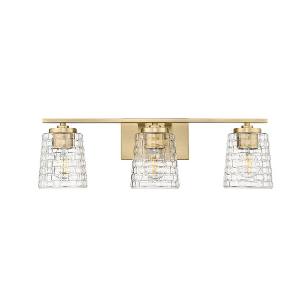 Saben Three Light Vanity, Vintage Brass, 3-Light, Medium (E26) Base, 120V, 180W Total