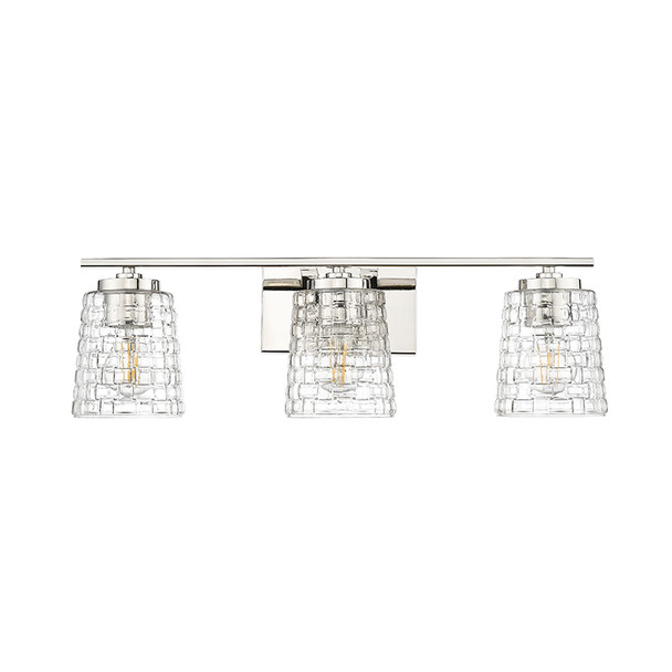 Saben Three Light Vanity, Polished Nickel, 3-Light, 180W, 120V