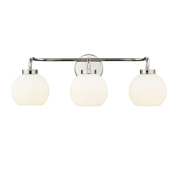 Millennium Lighting Oprah Three Light Vanity, Polished Nickel, 3-Light, 24" W, 120V