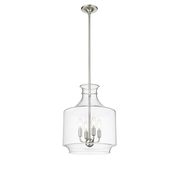 Mahannah Four Light Pendant, Brushed Nickel, 4-Candle, 120V, 4x40W