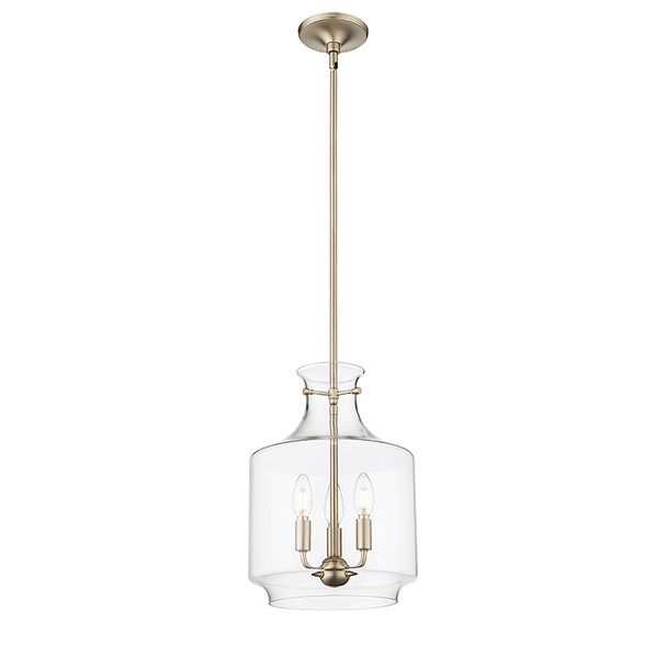 Mahannah Three Light Pendant, Modern Gold Finish, 3-Light, E12 Candelabra Base, 120V