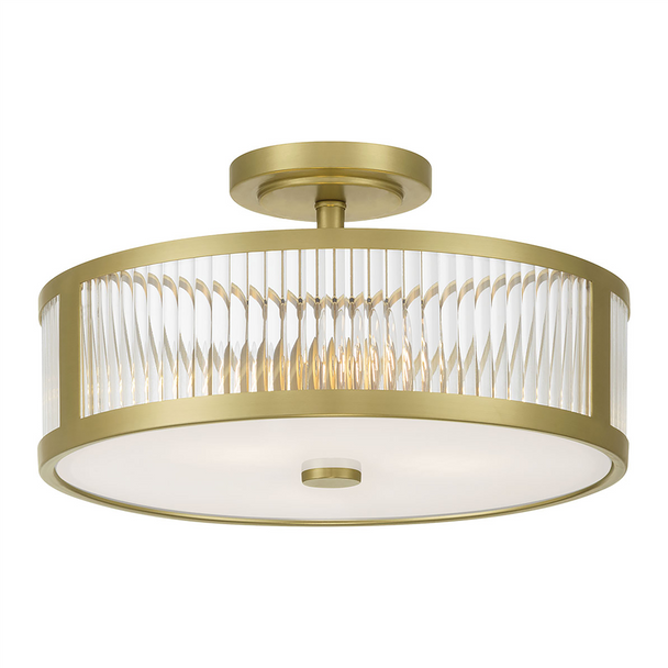 Ardezia Three Light Semi-Flush Mount, Vintage Brass, 3-Light, Medium (E26), 120V