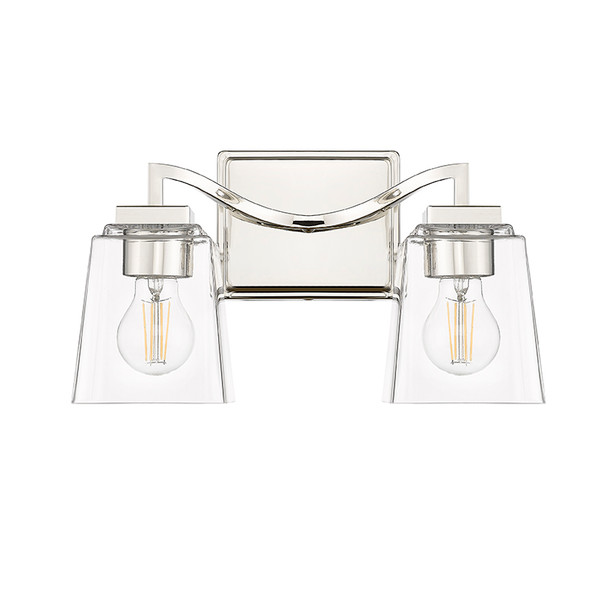 Avenna Two Light Vanity, Polished Nickel, 2-Light, Medium (E26) Base, 120V