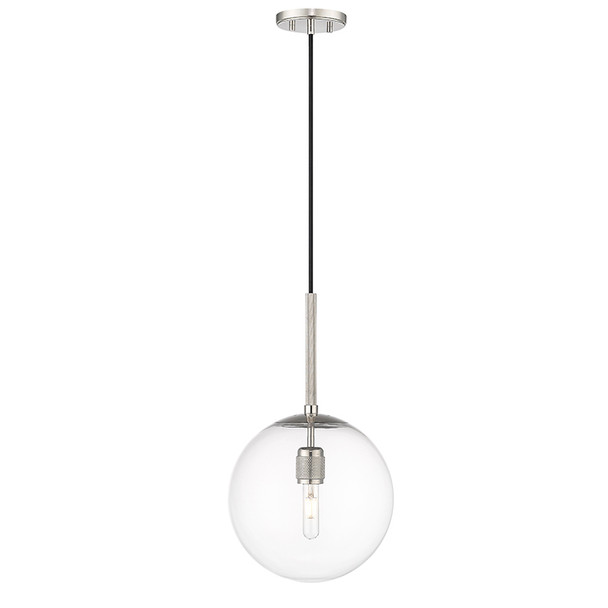Kairo One Light Pendant, Polished Nickel, 1-Light, 60W, 120V