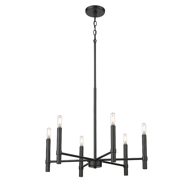 Skyva Six Light Chandelier, Matte Black, 6-Candle, 120V