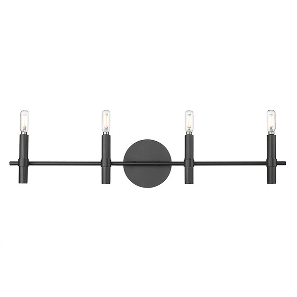 Skyva Four Light Vanity, Matte Black, 4-Light, E12 Candelabra Base, 120V