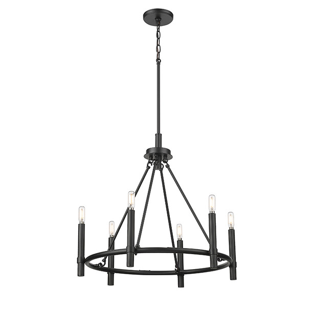 Skyva Six Light Chandelier, Matte Black, 6-Candle, 120V
