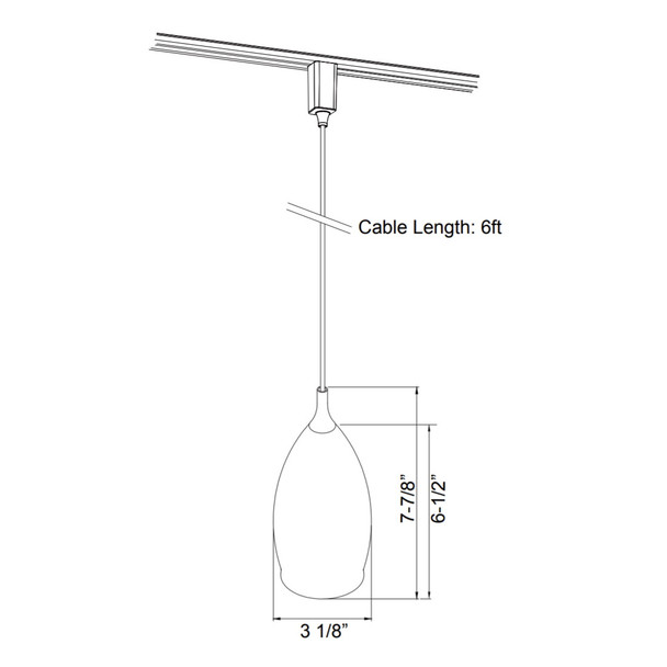 7 Watt Royal Pacific’s LED Pendant light, Line Drawing