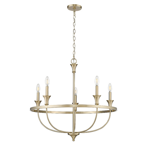 Emery Five Light Chandelier, Modern Gold, 5-Light, E12 Candelabra Base, 120V
