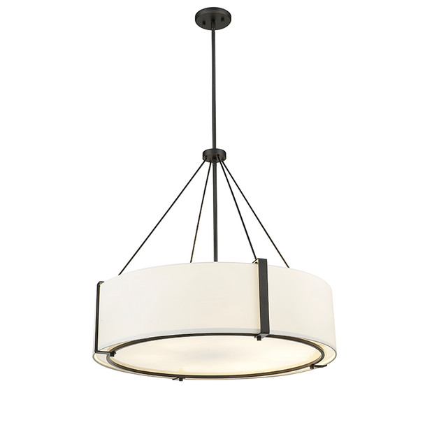 Telfar Six Light Pendant, Matte Black/White, 6-Light, E26 Medium Base, 120V