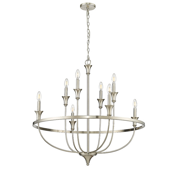 Emery Eight Light Chandelier, Brushed Nickel, 8-Light, 120V, 40W per bulb