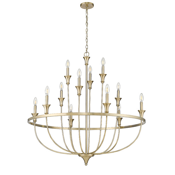 Emery Twelve Light Chandelier, Modern Gold, 12-Light, E12 Candelabra Base, 120V