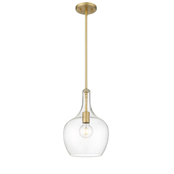 Lamara One Light Pendant, Vintage Brass, 1-Light, E26 Medium Base, 60W, 120V, Clear Glass