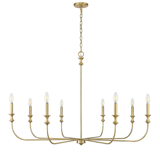 Savanne Eight Light Chandelier, Vintage Brass, 8-Light, 120V, 320W