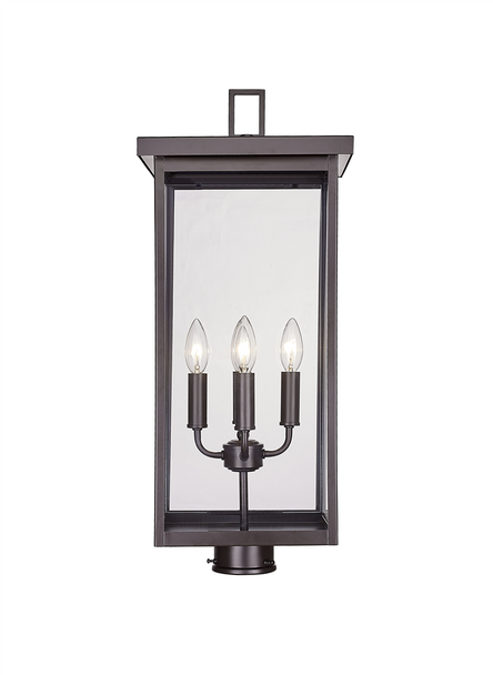 Barkeley Four Light Outdoor Post Lantern, Powder Coated Black, 4-Candle, E12 Base, 120V
