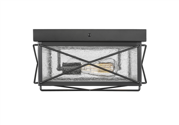 Robinson Two Light Outdoor Flush Mount, Powder Coated Black, 2-Light, Medium (E26), 120V