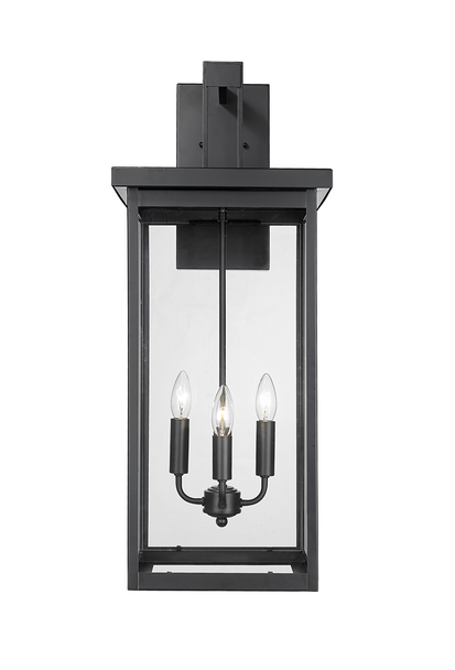 Barkeley Four Light Outdoor Wall Sconce, Powder Coated Black, 4-Candle, E12 Candelabra Base, 120V