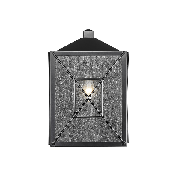Caswell One Light Outdoor Wall Sconce, Powder Coated Black, 1-Light, E12 Candelabra Base, 120V