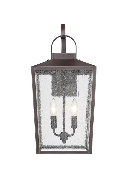 Devens Two Light Outdoor Wall Sconce, Powder Coated Bronze, 2-Candle, E12 Candelabra Base, 120V
