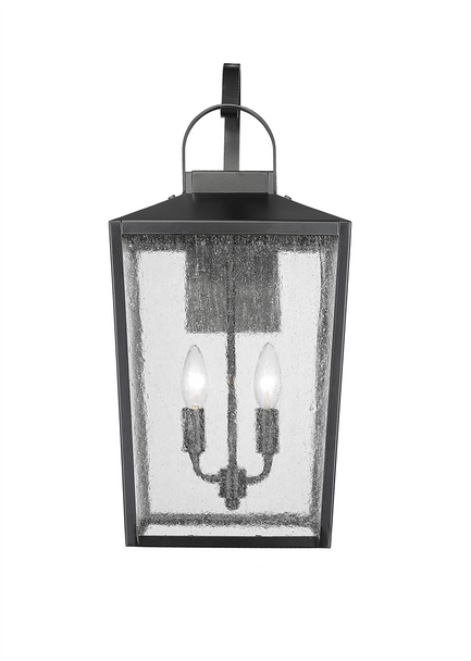 Devens Two Light Outdoor Wall Sconce, Powder Coated Black, 2-Candle, 120V
