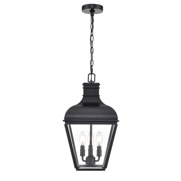 Edenton Three Light Outdoor Pendant, Matte Black, 3-Light, E12 Candelabra Base, 120V