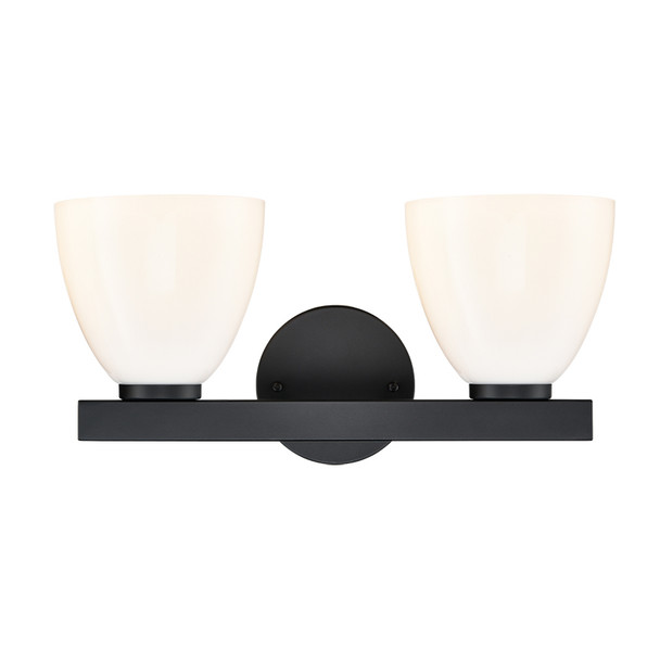 Apria Two Light Vanity, Matte Black, 2-Light, Medium (E26) Base, 120V