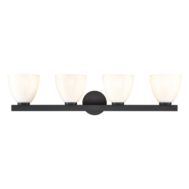 Apria Four Light Vanity, 4-Light, Matte Black, 33"W, 120V