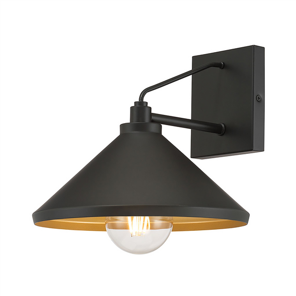 Vectra One Light Outdoor Wall Sconce, Powder Coated Black Finish, 1-Light, Medium E26 Base, 120V, 60W