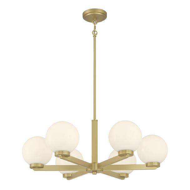 Ardeva Six Light Chandelier, Vintage Brass, 6-Light, 120V, 240W Total, E12 Candelabra Base