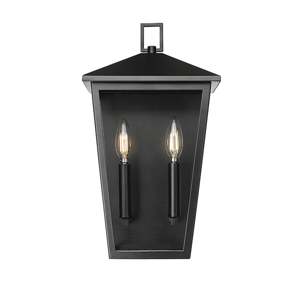 Munger Two Light Outdoor Wall Sconce, Powder Coated Black, 2-Light, E12 Candelabra Base, 120V