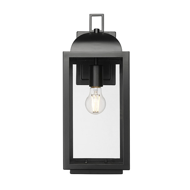 Beaufort One Light Outdoor Wall Sconce, 1-Light, Medium E26 Base, 60W, 120V, Powder Coated Black, Clear Glass